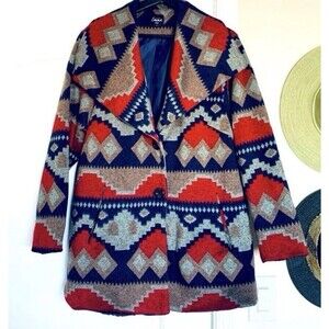 Simply Emma Western Boho Aztec Tribal Print Blazer Jacket Fits As An XL not 1X